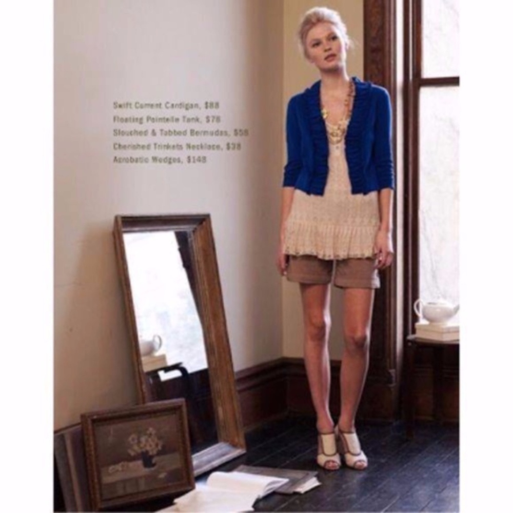TABITHA Large Swift Current Blue Ruffled Cardigan